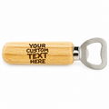 Personalised Engraved Metal Bottle Opener with Wooden Handle
