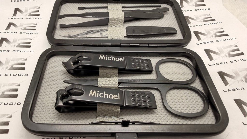 Personalised Manicure & Nail Care Set – Custom Engraved Name – Gift for Him or Her