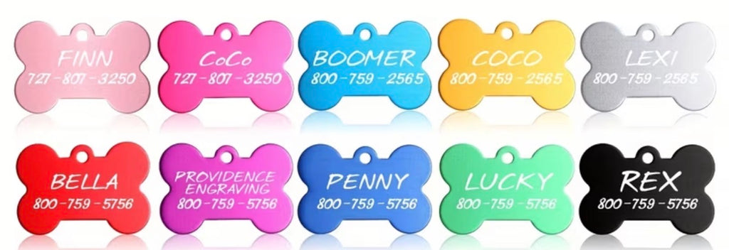 Pet ID Name Tags Engraved Dog Cat Tag, Personalised Engraving, Dog Collar, Bone