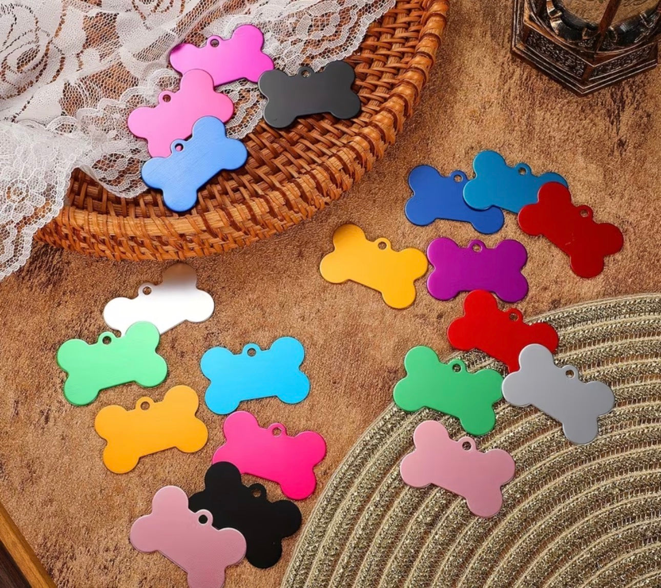 Pet ID Name Tags Engraved Dog Cat Tag, Personalised Engraving, Dog Collar, Bone