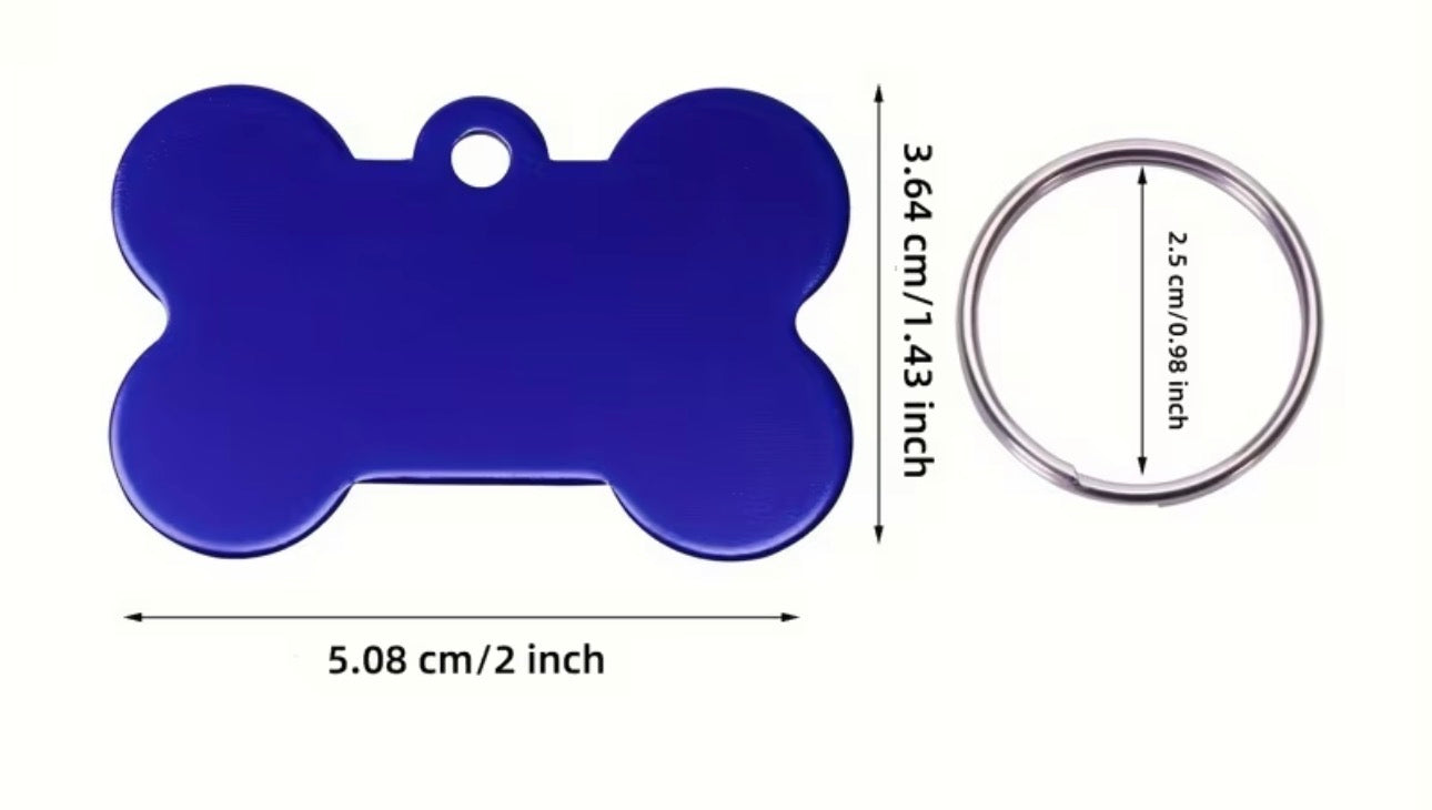 Pet ID Name Tags Engraved Dog Cat Tag, Personalised Engraving, Dog Collar, Bone