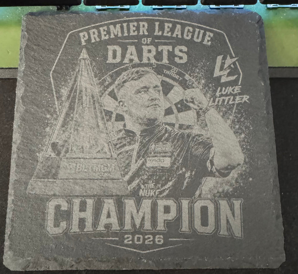 Luke Littler Premier League Darts Champion 2026 Laser Engraved Coaster
