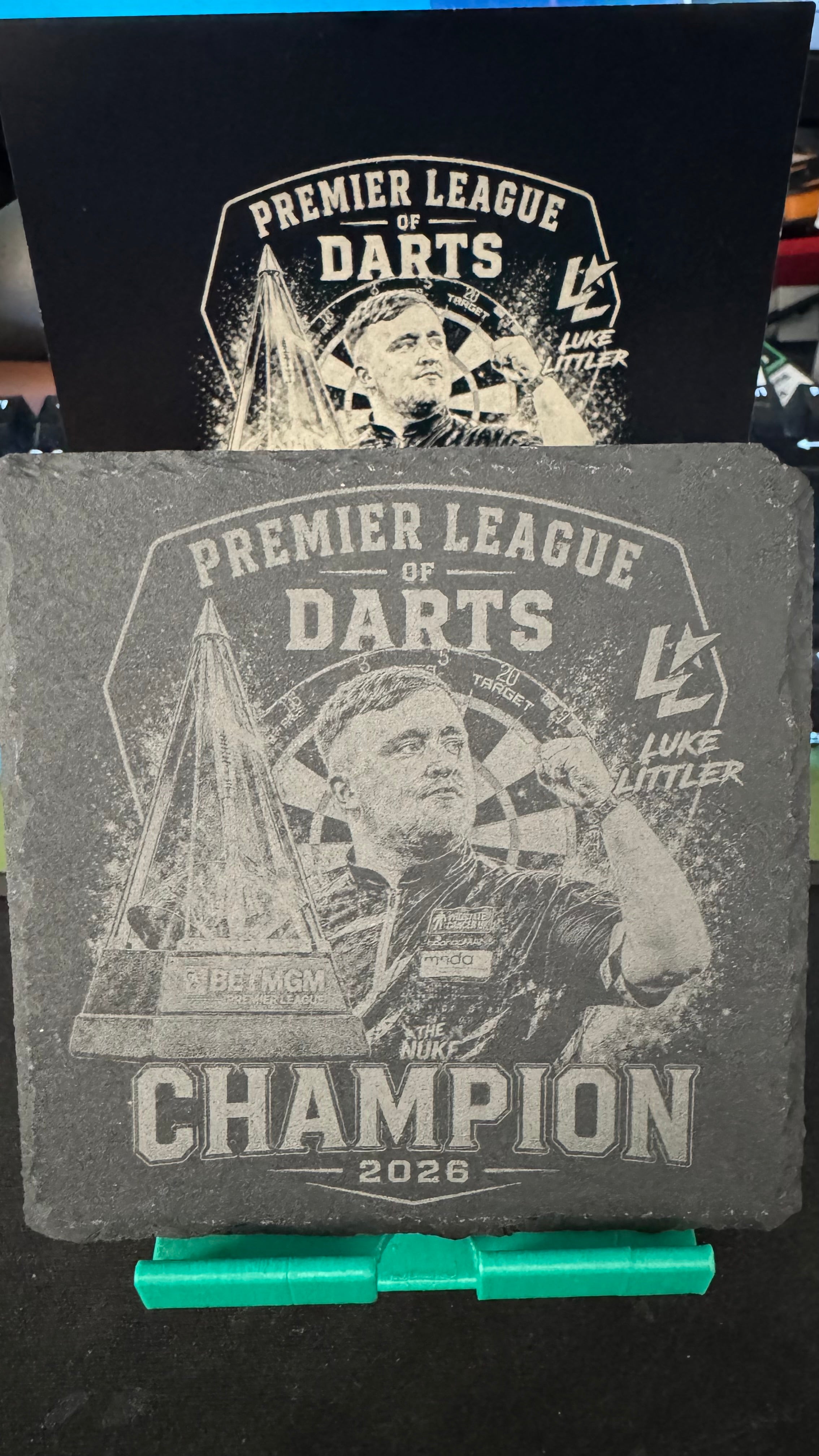 Luke Littler Premier League Darts Champion 2026 Laser Engraved Coaster