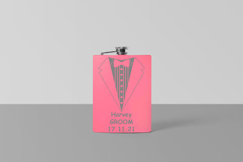 Personalised Engraved Hip Flasks suit Stainless Steel pink  6oz