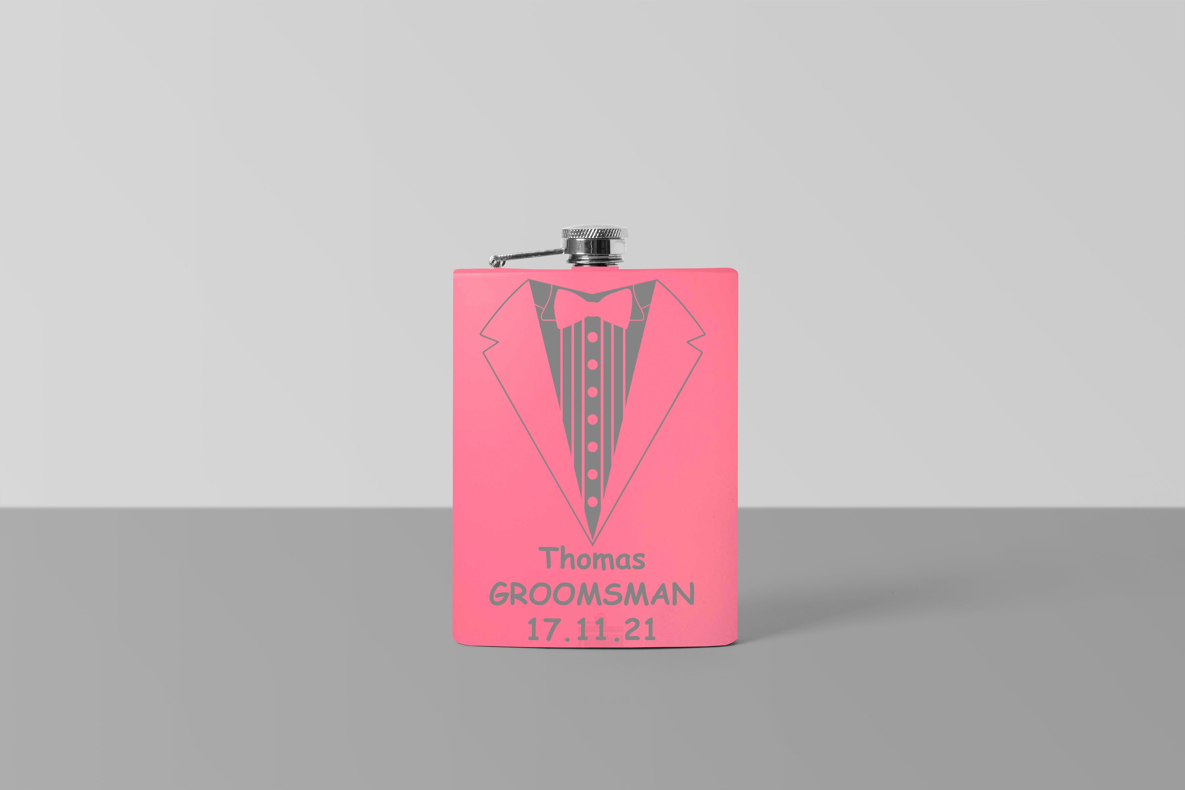 Personalised Engraved Hip Flasks suit Stainless Steel pink  6oz